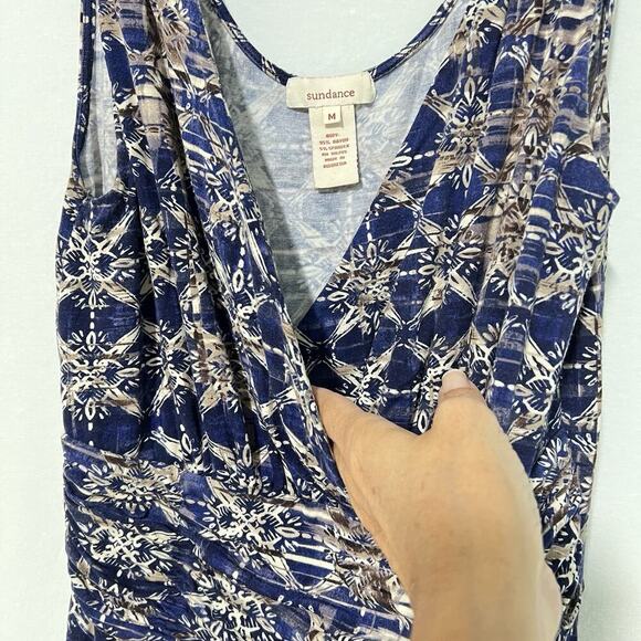 Sundance Jersey Knit Casual Sleeveless Dress Stretchy Ruched Dress Medium Blue - Picture 6 of 12